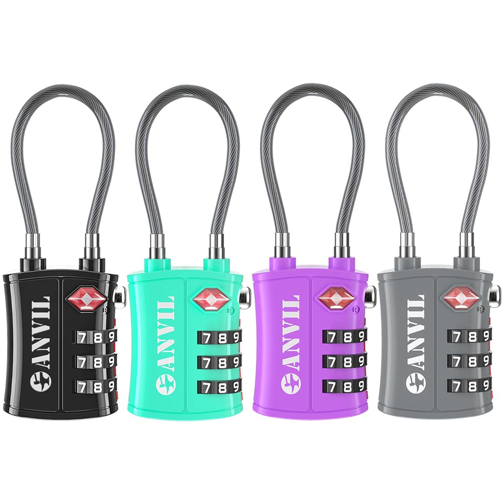 Foto 1 | Bloqueo De Equipaje Anvil Candado Con Cable De Combinación De 3 Dígitos Reconfigurable - Venta Internacional.