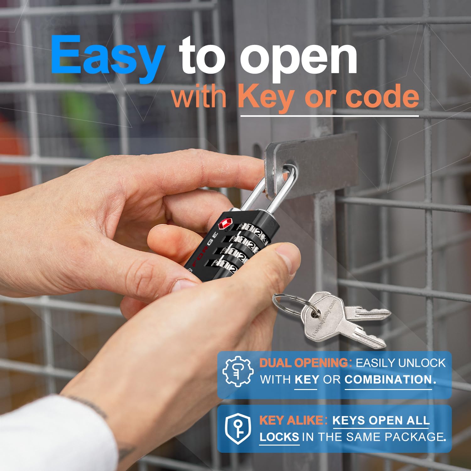 Foto 4 | Luggage Lock Forge De Acero Inoxidable De Doble Apertura Aprobado Por La Tsa - Venta Internacional.