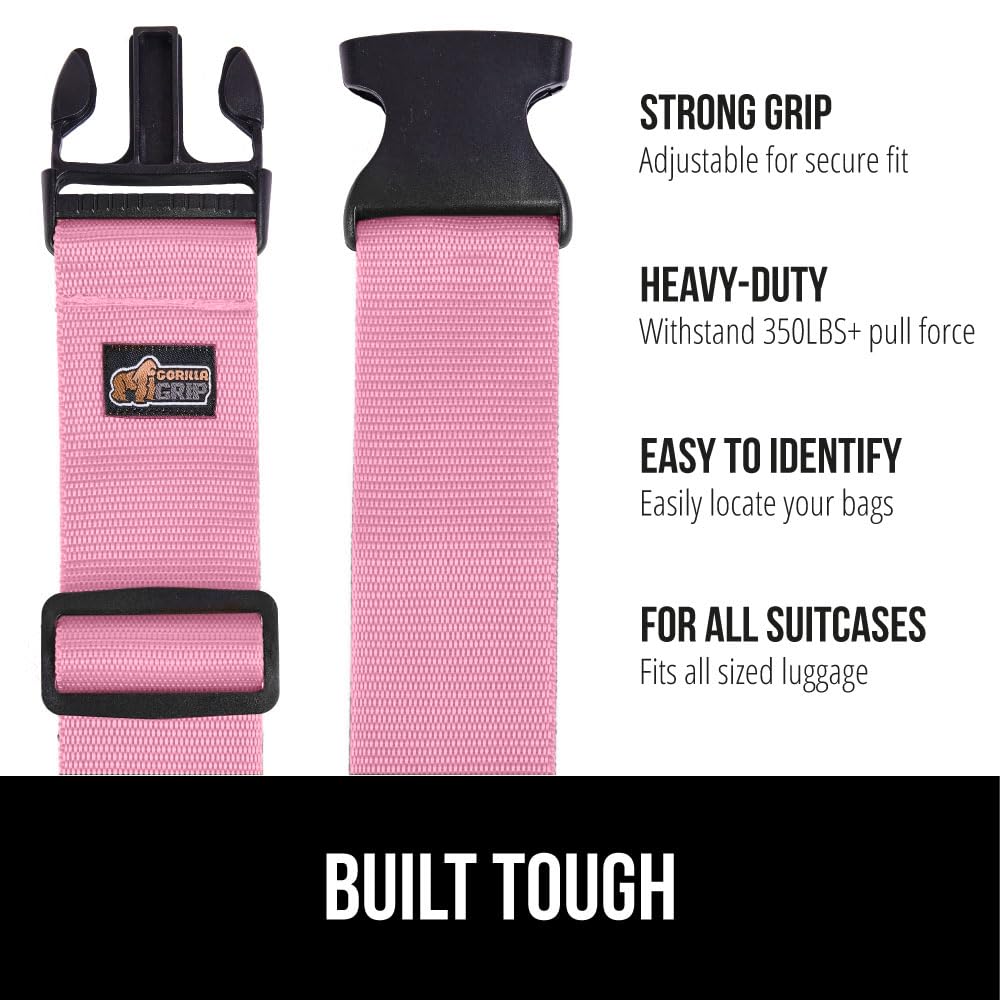 Foto 3 pulgar | Correas De Equipaje Gorilla Grip Heavy Duty, Ajustables, Paquete De 2, Rosas - Venta Internacional.