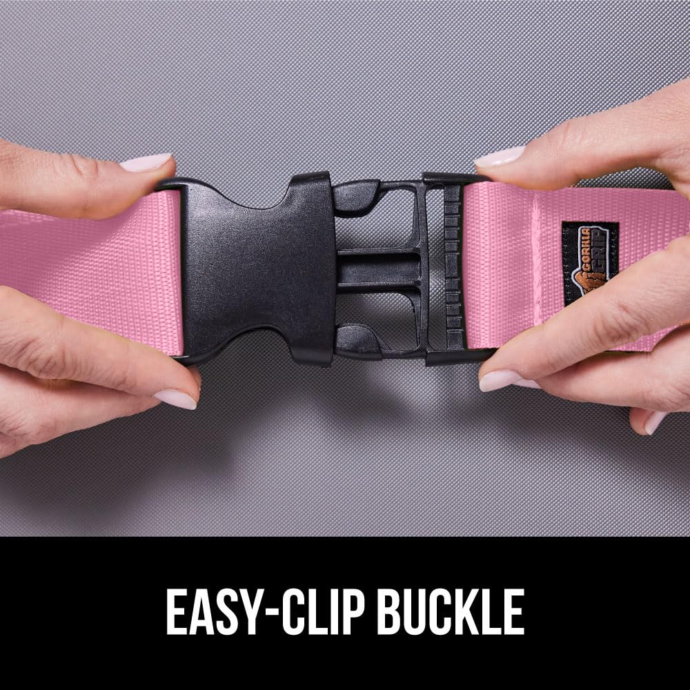 Foto 8 pulgar | Correas De Equipaje Gorilla Grip Heavy Duty, Ajustables, Paquete De 2, Rosas - Venta Internacional.
