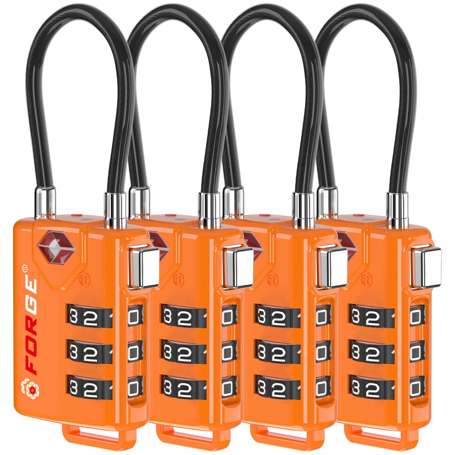 Foto 2 pulgar | Candados Con Cable Para Equipaje Aprobados Por La Tsa, Color Naranja Forjado (4 Candados) - Venta Internacional.