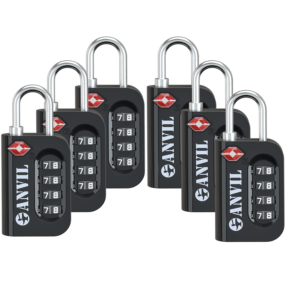 Foto 2 pulgar | Candado De Equipaje Con Combinación De 4 Dígitos Aprobado Por Anvil Tsa (negro) - Venta Internacional.