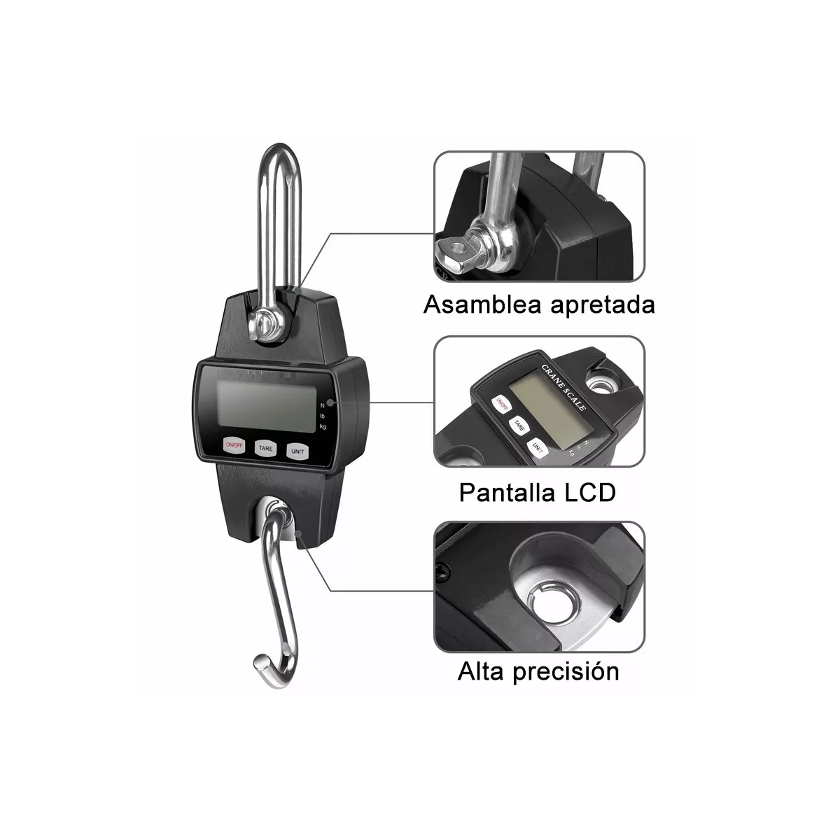 Foto 2 | Báscula Industrial Eo Safe Imports Esi-8123 LCD Digital Portátil para Colgar Negro
