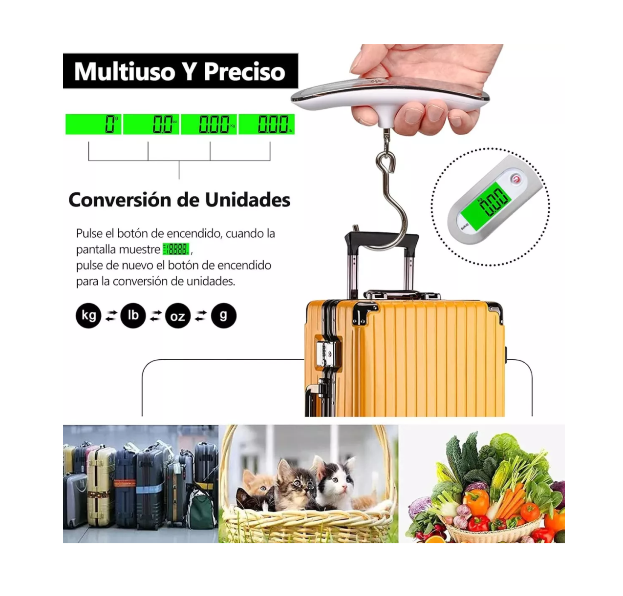 Foto 3 | Báscula Digital Portátil para Equipaje 50 kg