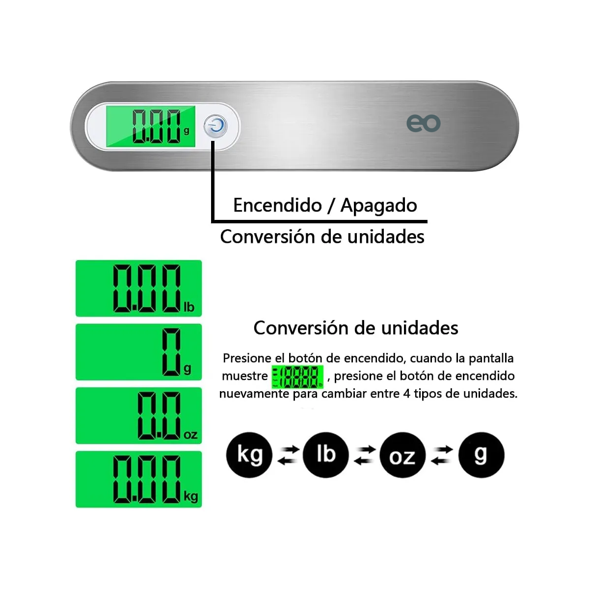 Foto 3 pulgar | Báscula Digital Portátil 50kg Con Pilas  Peso Equipaje De Viaje Eo Safe Imports Esi-20035 Plata