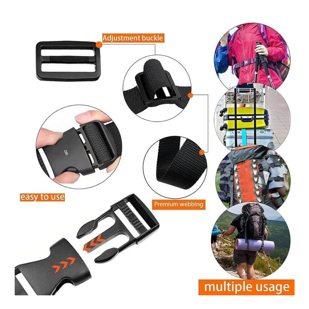 Foto 3 | Paquete De 2 Correas De Equipaje , Bolsa Elástica Ajustable Eo Safe Imports Esi-19728 Negro