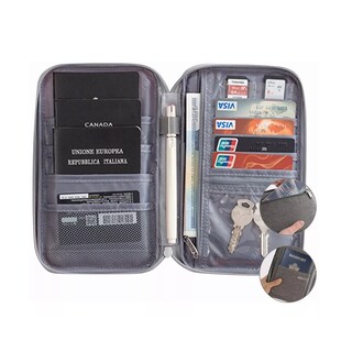 Foto 2 | Cartera Porta Funda Pasaporte Documentos Visa Bolsa De Viaje Eo Safe Imports Esi-521752 color Gris