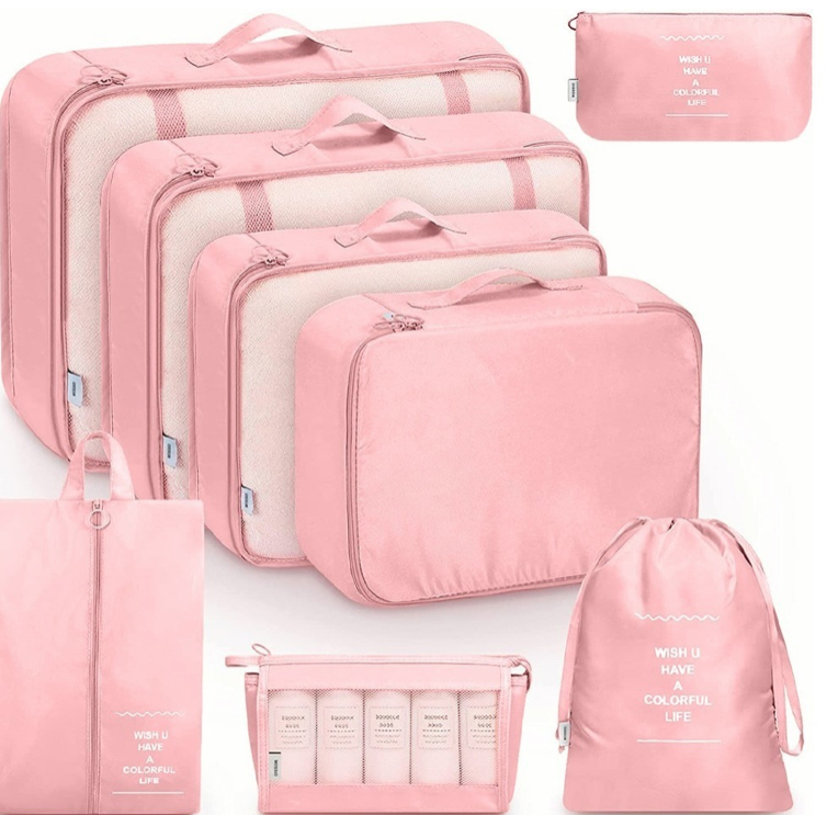 Bolsas Organizadoras de Maletas para Viaje Impermeable Rosa 8 Piezas