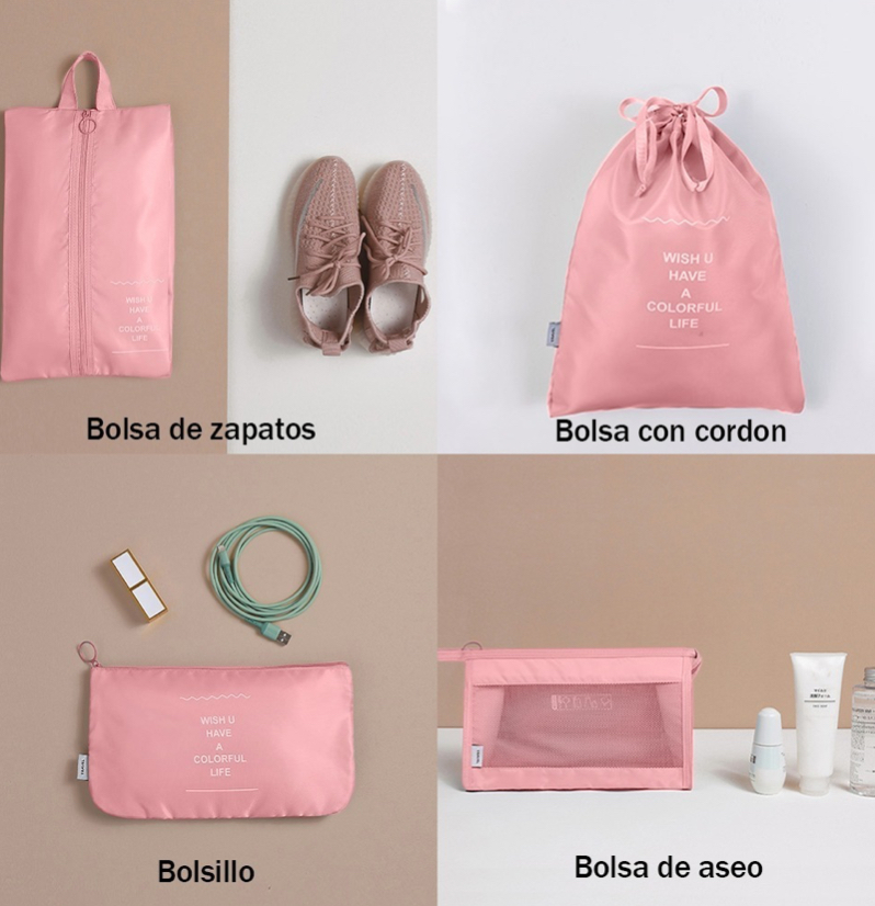 Foto 3 | Bolsas Organizadoras de Maletas para Viaje Impermeable Rosa 8 Piezas