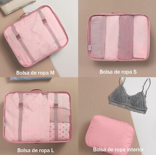 Foto 4 | Bolsas Organizadoras de Maletas para Viaje Impermeable Rosa 8 Piezas