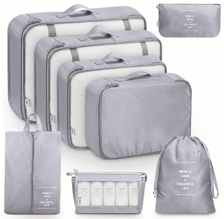 Foto 2 pulgar | Bolsas Organizadoras de Maletas FUNBU para Viaje Impermeable Gris 8 Piezas