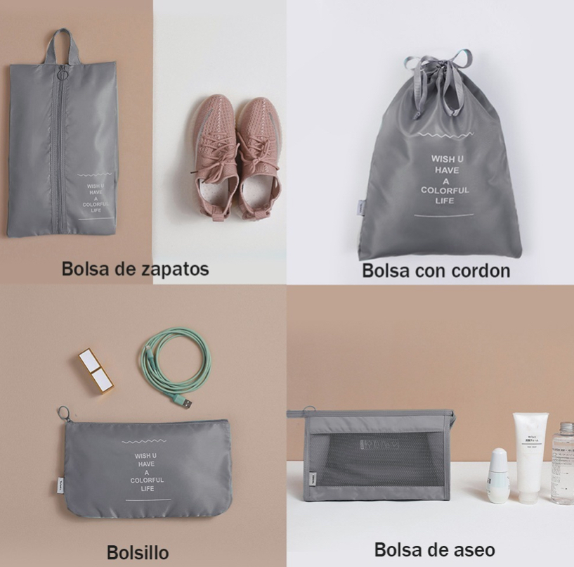 Foto 4 pulgar | Bolsas Organizadoras de Maletas FUNBU para Viaje Impermeable Gris 8 Piezas