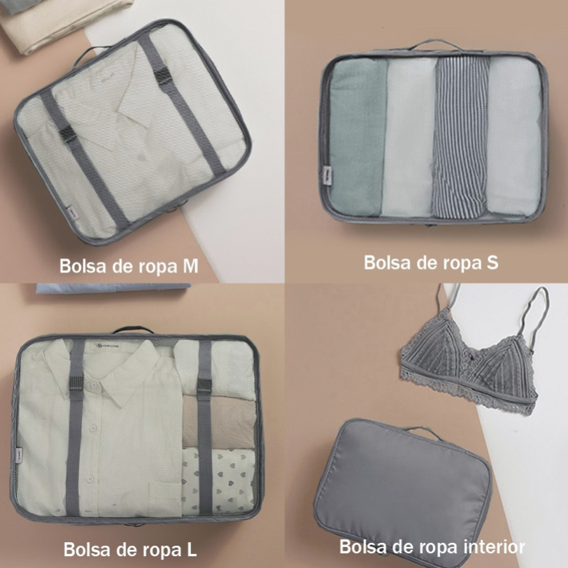 Foto 5 pulgar | Bolsas Organizadoras de Maletas FUNBU para Viaje Impermeable Gris 8 Piezas