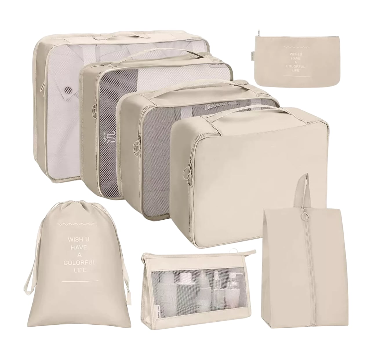 Bolsas Organizadoras de Viaje Belug color Beige 8 Piezas $599