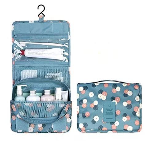 Bolsa De Viaje Impermeable De Gran Capacidad Con Gancho Azul/flores $401