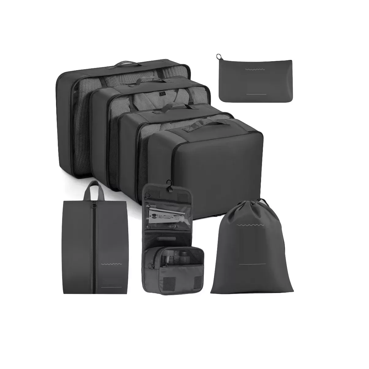 Foto 2 pulgar | Organizadores De Maletas Para Viaje Impermeable Set 8 Piezas Eo Safe Imports Esi-15049 Negro