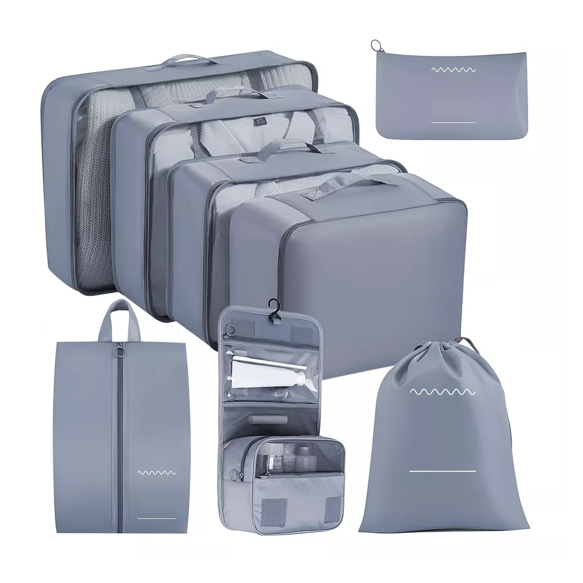 Foto 2 pulgar | Organizadores De Maletas Para Viaje Impermeable Set 8 Piezas Eo Safe Imports Esi-15048 Gris