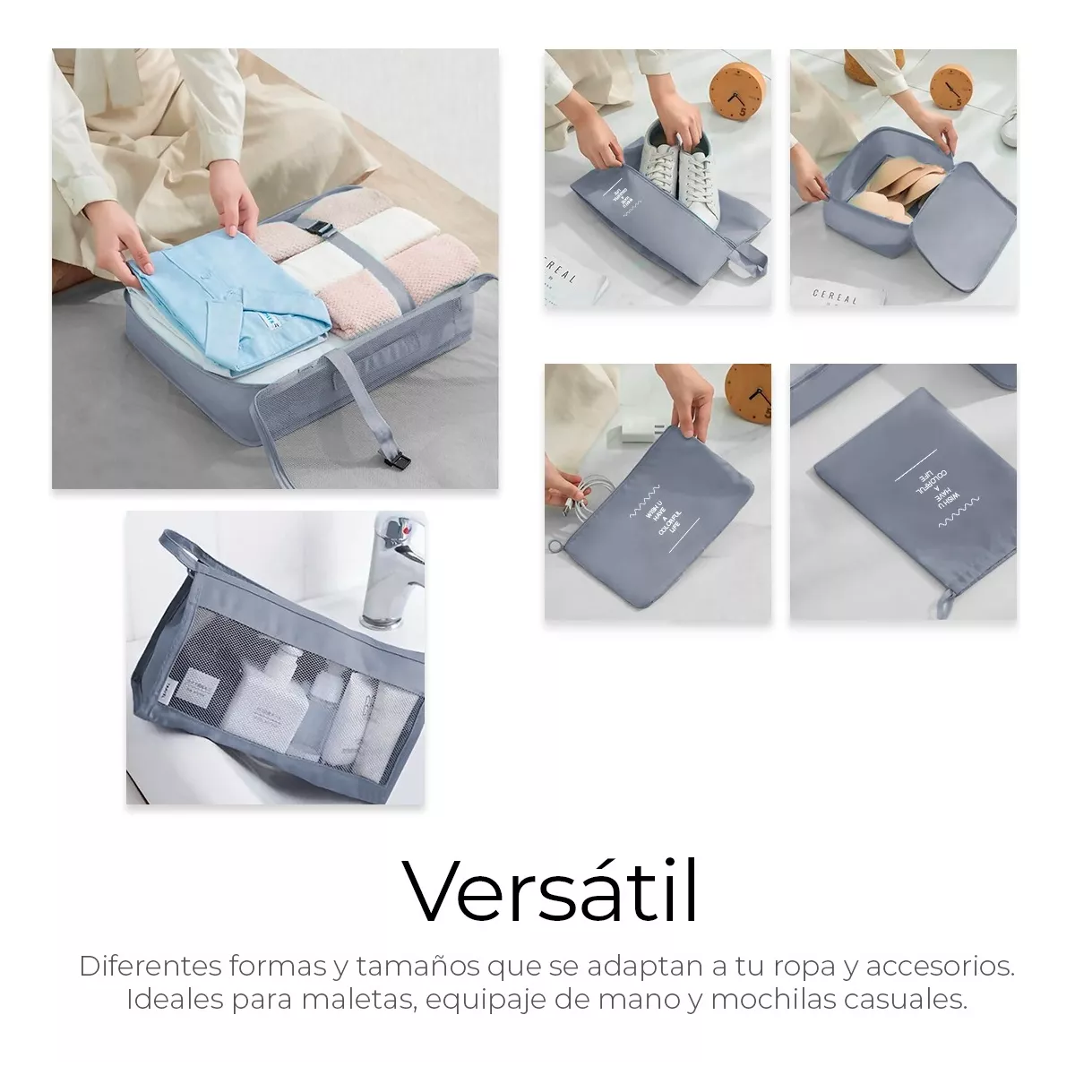 Foto 3 | Organizadores De Maletas Para Viaje Impermeable Set 8 Piezas Eo Safe Imports Esi-15048 Gris