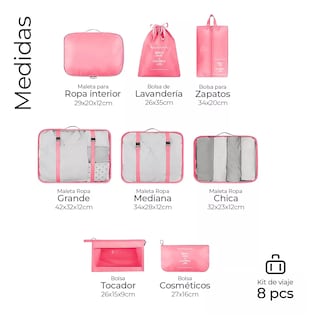Foto 2 | Organizadores De Maletas Para Viaje Impermeable Set 8 Piezas Eo Safe Imports Esi-15050 Rosa
