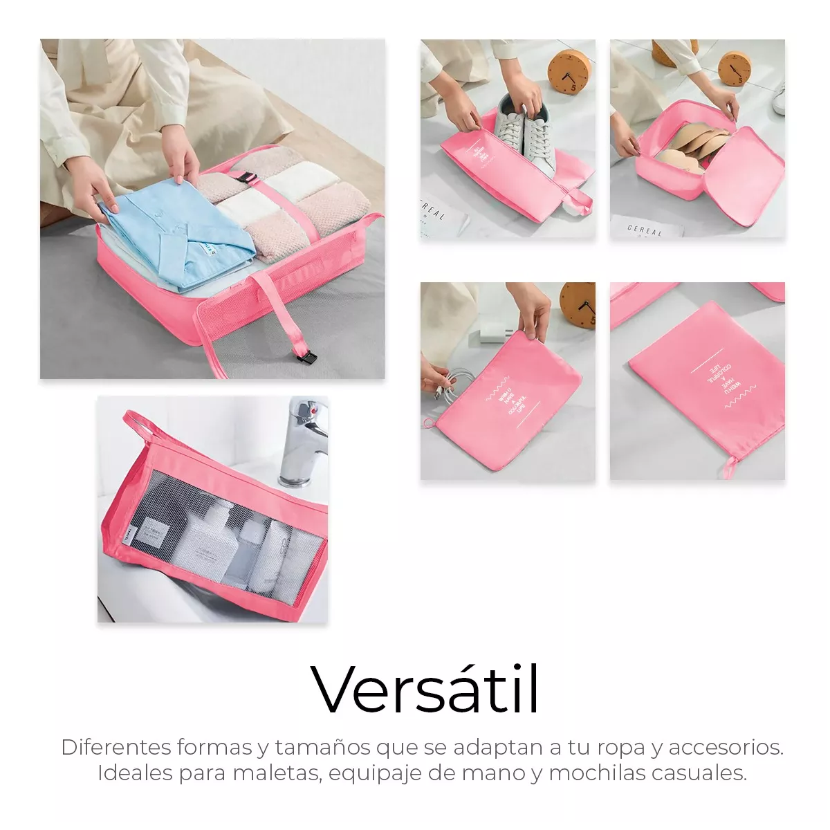 Foto 4 pulgar | Organizadores De Maletas Para Viaje Impermeable Set 8 Piezas Eo Safe Imports Esi-15050 Rosa