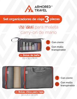 Foto 2 | Bolsas Organizadoras de Viaje Artego Grises 3 Piezas