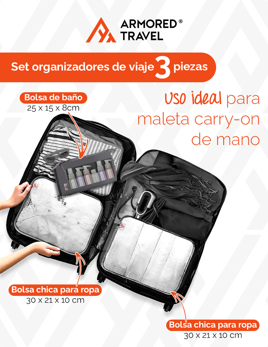 Foto 4 pulgar | Bolsas Organizadoras de Viaje Artego Grises 3 Piezas