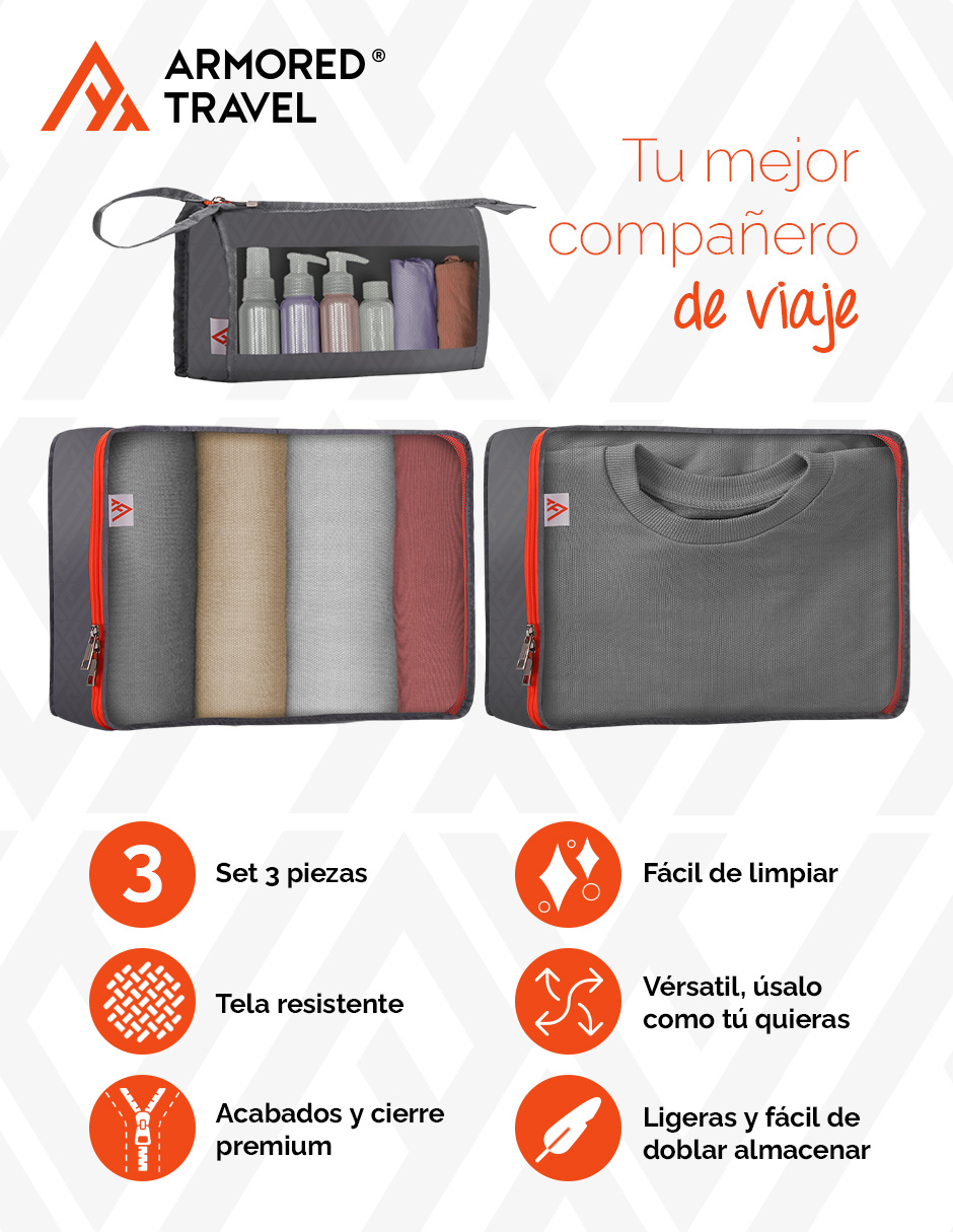 Foto 5 pulgar | Bolsas Organizadoras de Viaje Artego Grises 3 Piezas