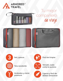 Foto 4 | Bolsas Organizadoras de Viaje Artego Grises 3 Piezas