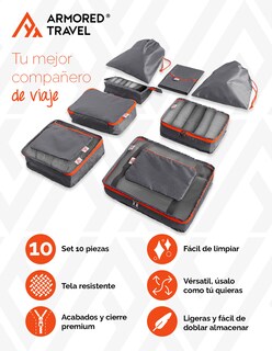 Foto 5 | Bolsas Organizadoras de Viaje Artego Grises 10 Piezas