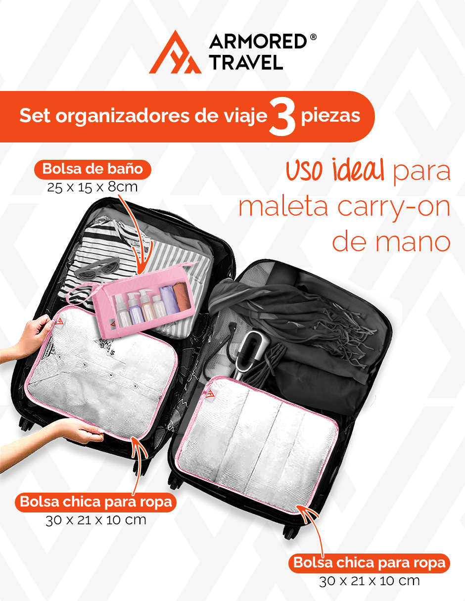 Foto 4 pulgar | Bolsas Organizadoras de Viaje Artego Rosas 3 Piezas