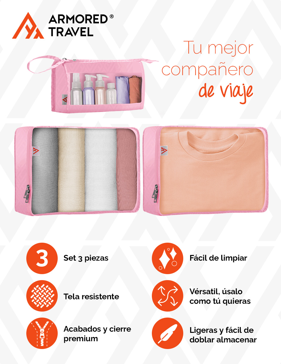 Foto 4 | Bolsas Organizadoras de Viaje Artego Rosas 3 Piezas