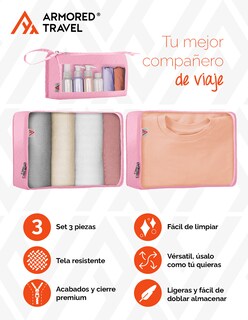 Foto 4 | Bolsas Organizadoras de Viaje Artego Rosas 3 Piezas