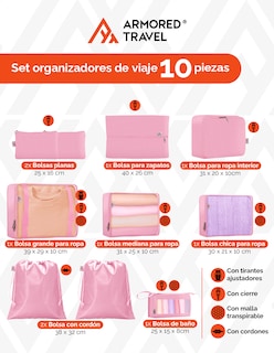 Foto 2 | Bolsas Organizadoras de Viaje Artego Rosas 10 Piezas