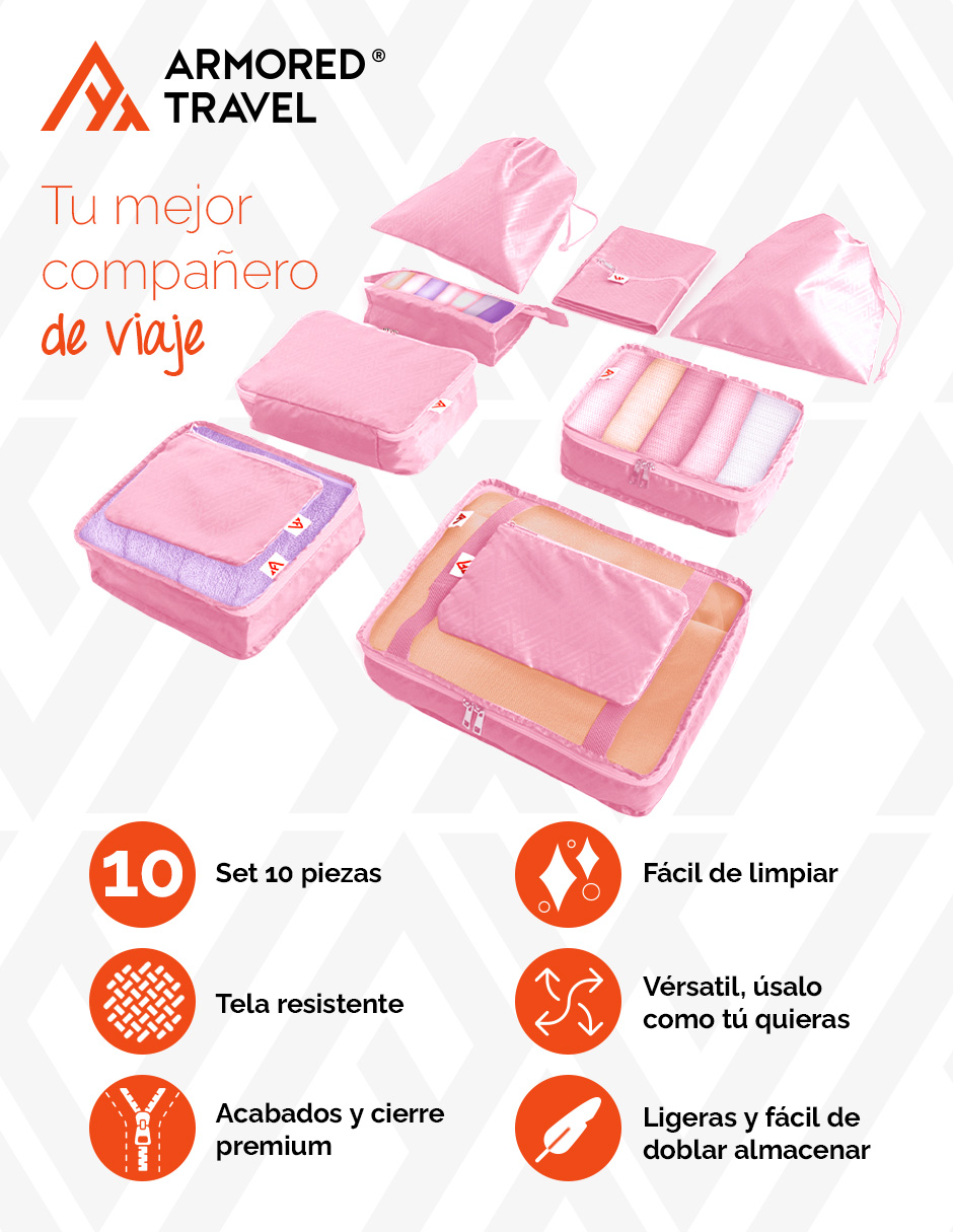 Foto 6 pulgar | Bolsas Organizadoras de Viaje Artego Rosas 10 Piezas
