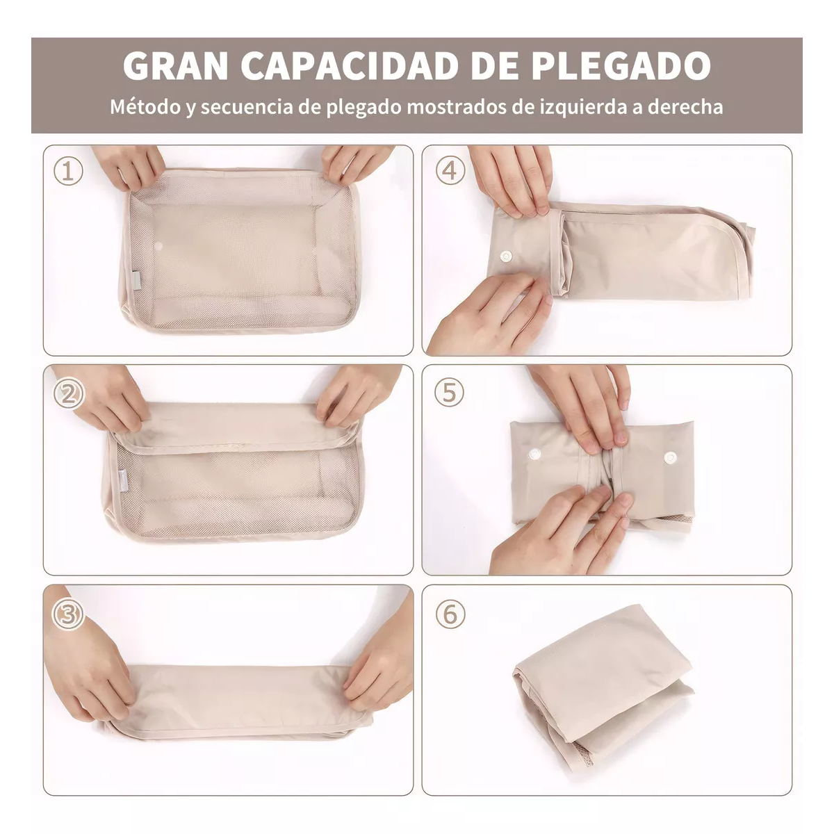 Foto 5 pulgar | Bolsas Organizadoras Impermeable Eo Safe Imports 8 Piezas Beige