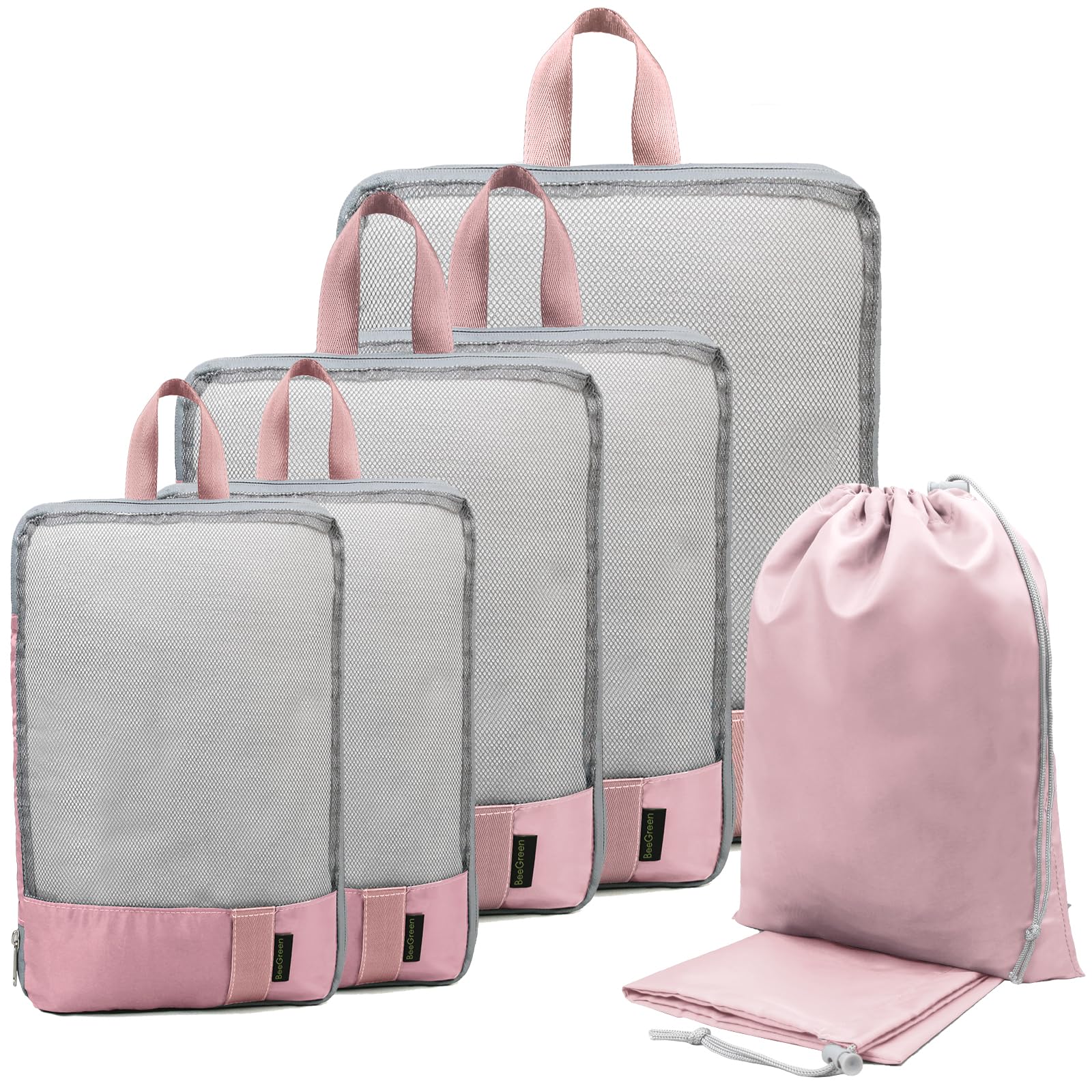 Juego de 7 Bolsas de Embalaje de Compresión Beegreen Rosa - Venta Internacional