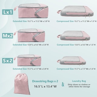 Foto 2 | Juego de 7 Bolsas de Embalaje de Compresión Beegreen Rosa - Venta Internacional