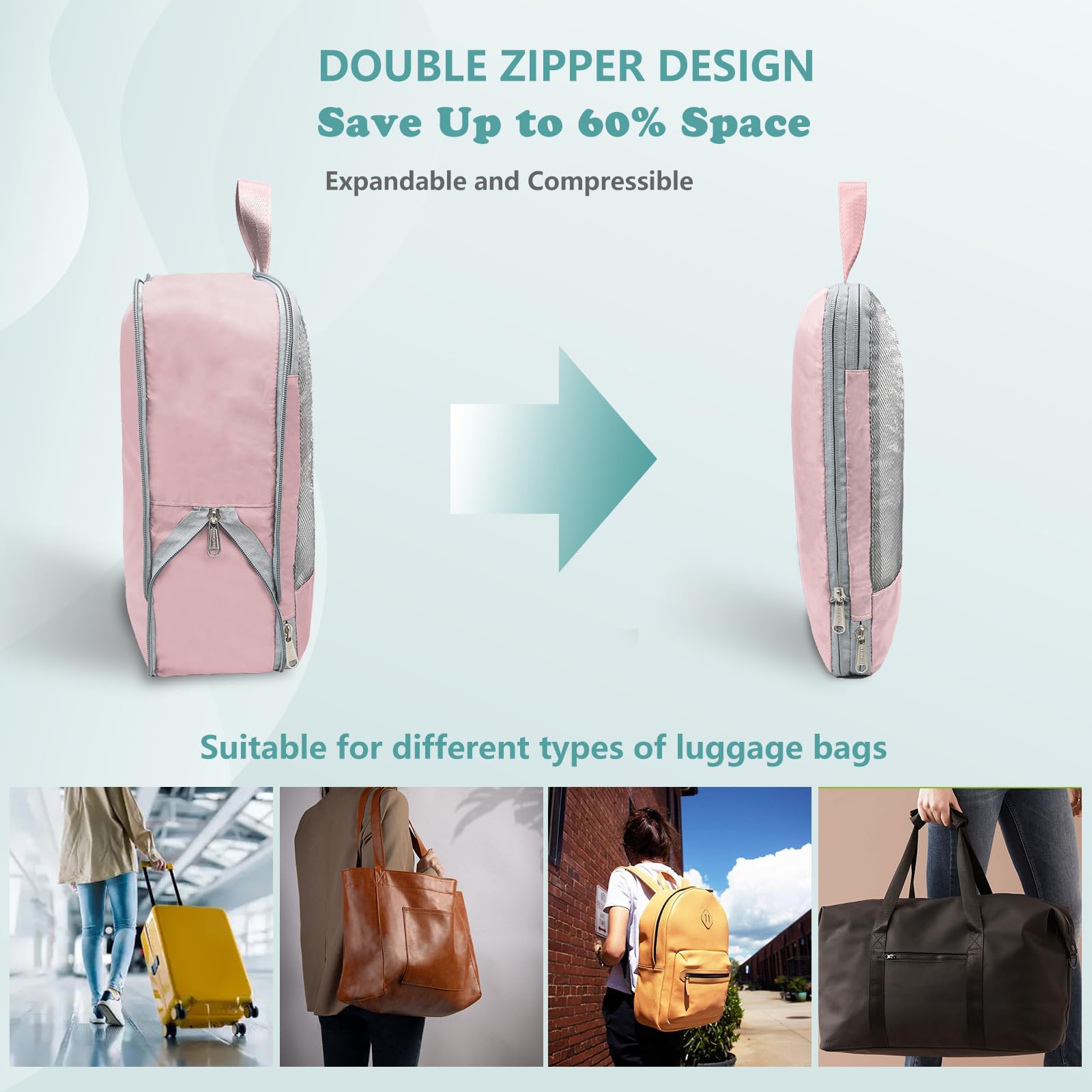 Foto 4 pulgar | Juego de 7 Bolsas de Embalaje de Compresión Beegreen Rosa - Venta Internacional