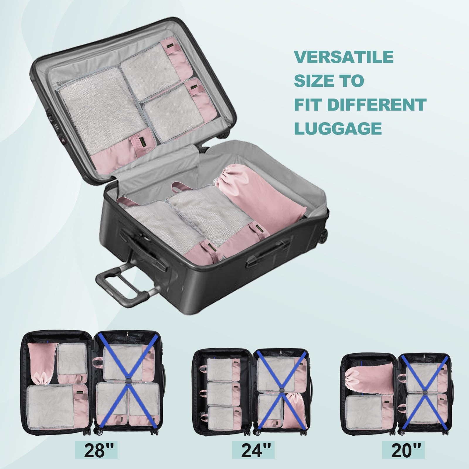 Foto 7 pulgar | Juego de 7 Bolsas de Embalaje de Compresión Beegreen Rosa - Venta Internacional