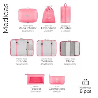 Foto 2 | Language Organizadores De Maletas Para Viaje Impermeable Set 8 Piezas Eo Safe Imports Esi-15050-1 Rosa