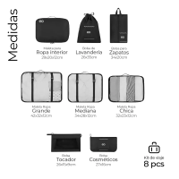 Foto 3 pulgar | Organizadores De Maletas Para Viaje Impermeable Set 8 Piezas Eo Safe Imports  Esi-15049-1 Negro