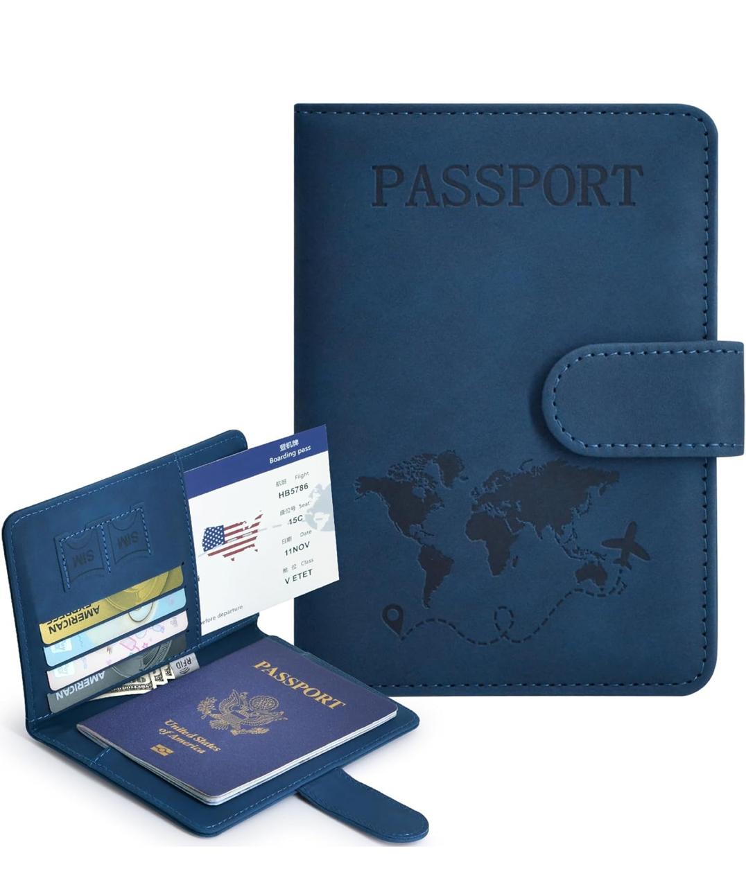 Foto 3 pulgar | Kit De 4 Porta Pasaportes, Azul, Cierra Con Imán Con Espacio Para Visa Y Tarjetas Protección Rfid 4 Piezas