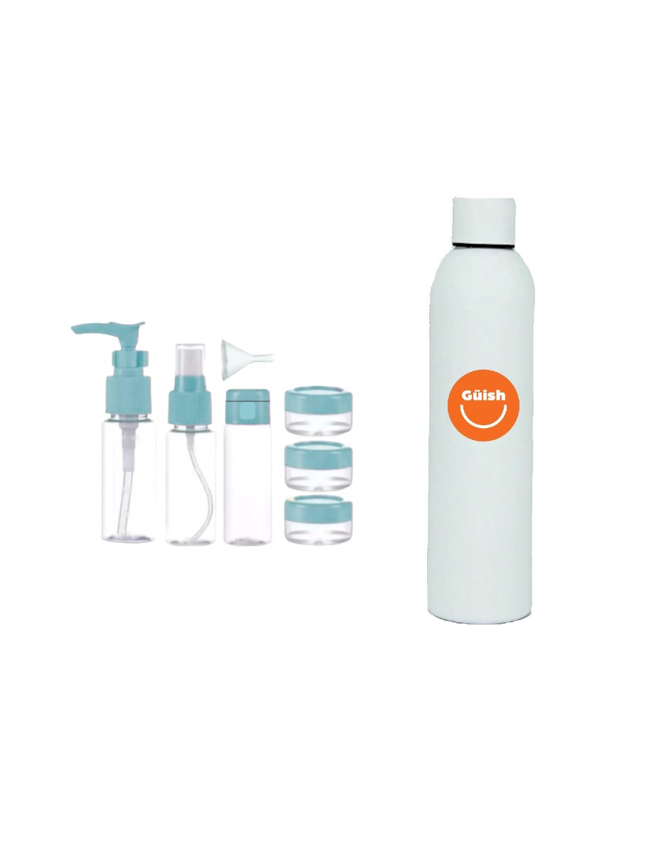 Kit De Viaje Botellas Rellenables + Termo De Agua Güish