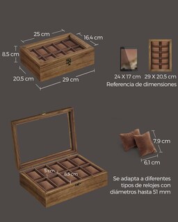 Foto 5 | Caja de Relojes Songmics 10 Compartimentos
