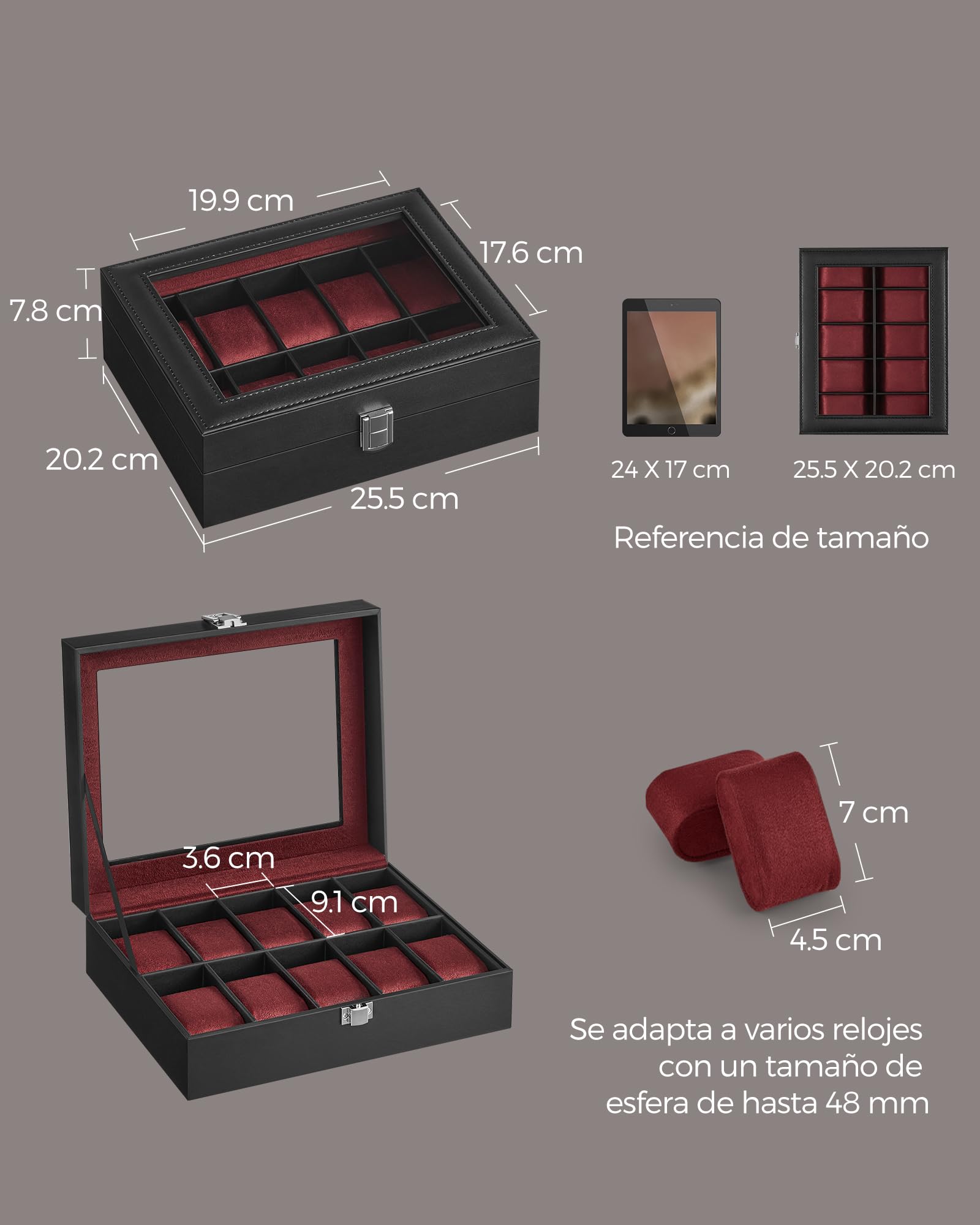 Foto 7 pulgar | Organizador de Relojes Songmics 10 Compartimentos