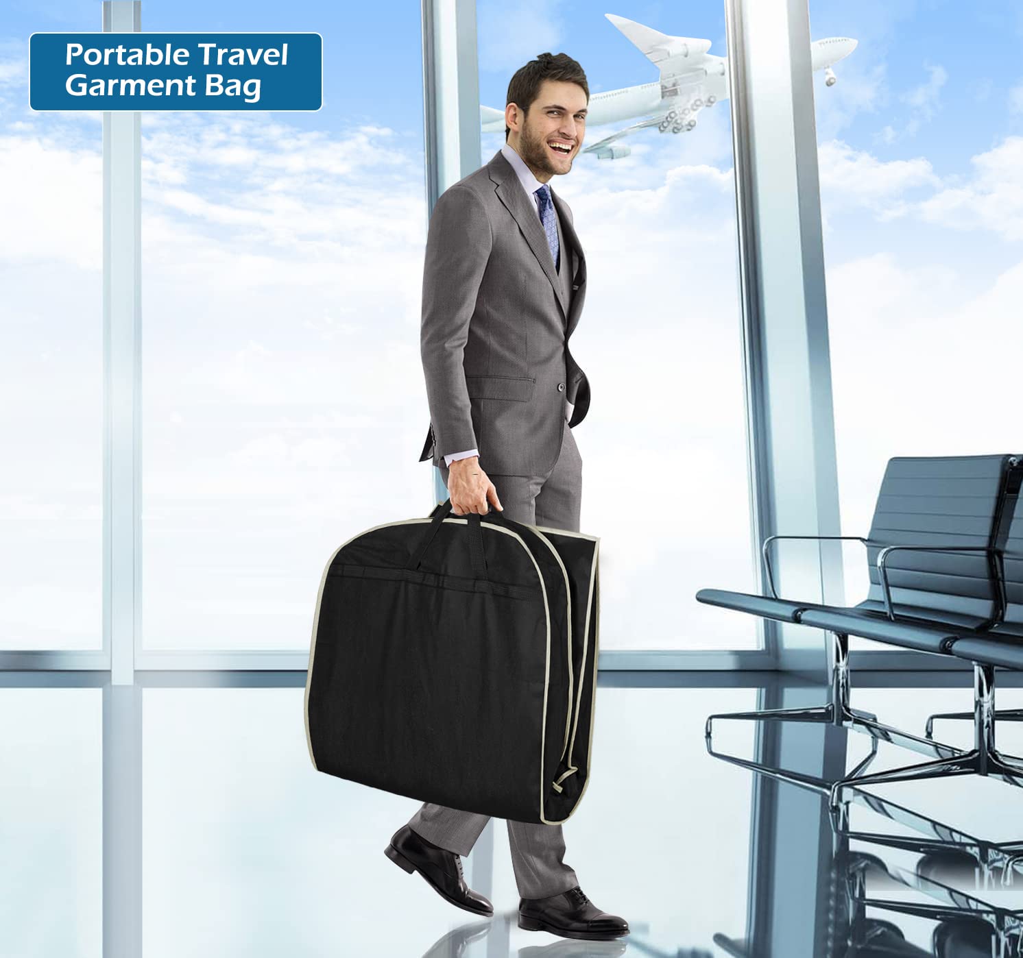 Foto 7 pulgar | Bolsa De Viaje Para Ropa Misslo 43 Con Fuelle Y Bolsillo Con Cremallera, Color Negro - Venta Internacional.
