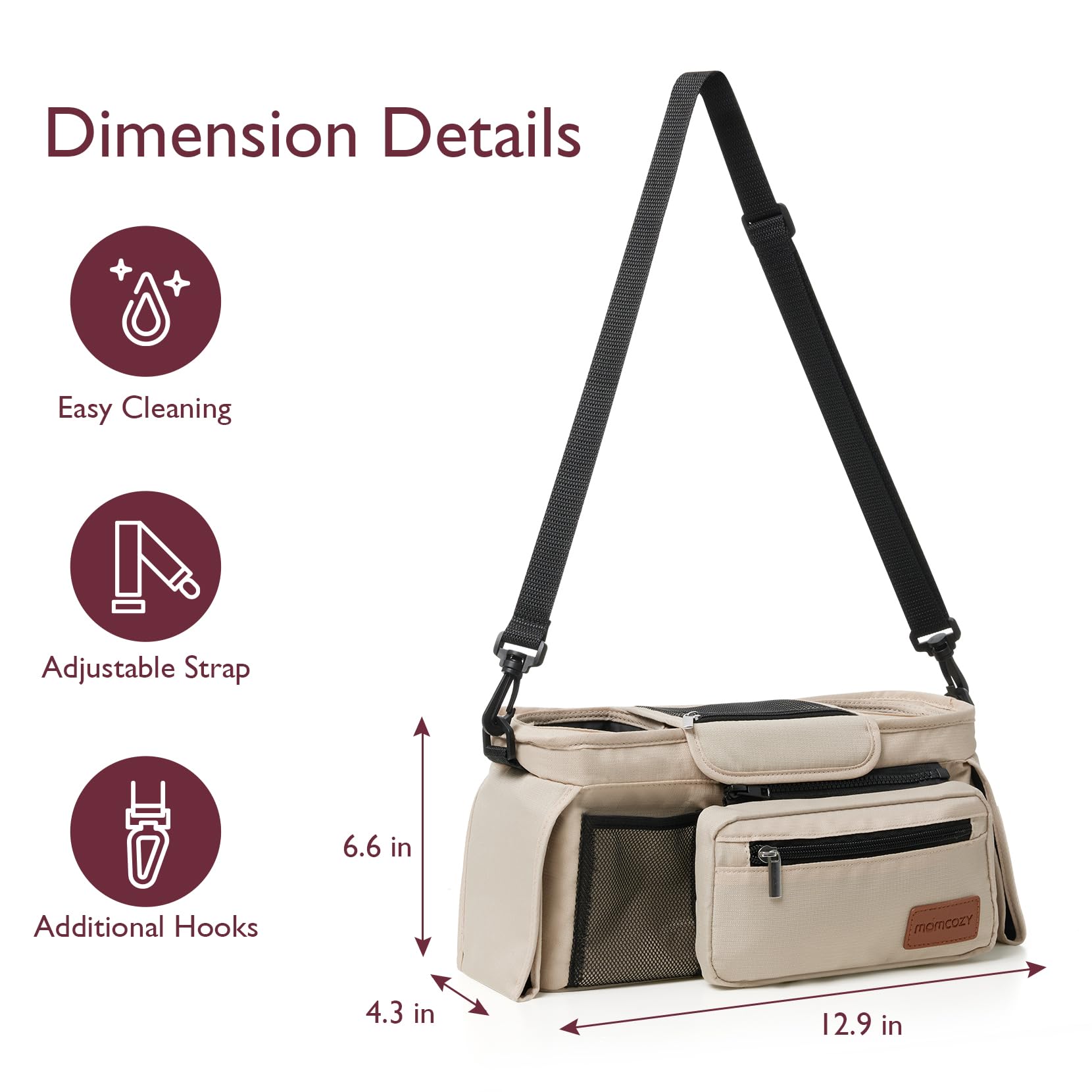 Foto 7 | Organizador Universal Para Cochecitos Momcozy Con Portavasos Aislante - Venta Internacional.