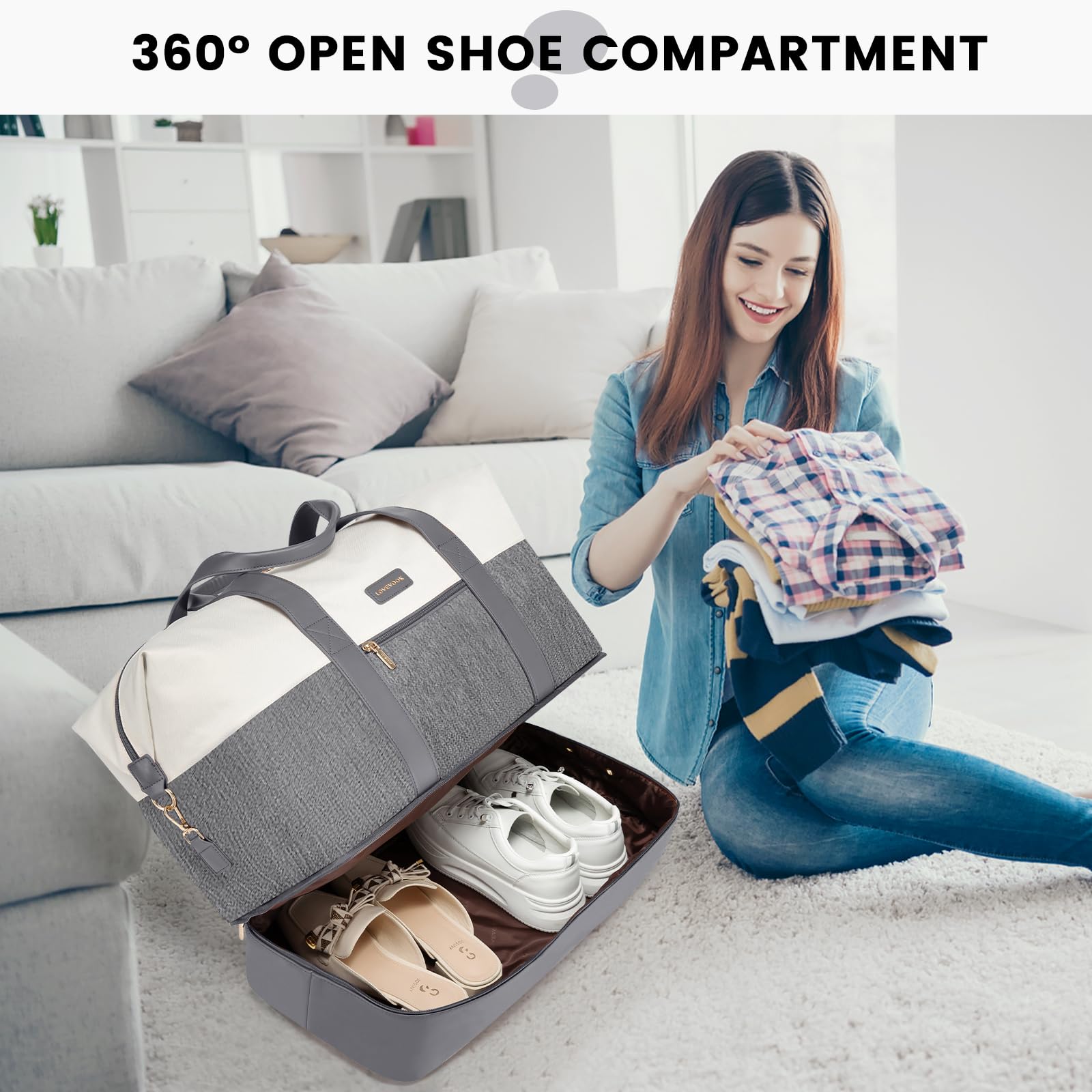 Foto 4 | Bolsa De Viaje Lovevook Weekender Con 2 Cubos De Embalaje Para Mujer - Venta Internacional.