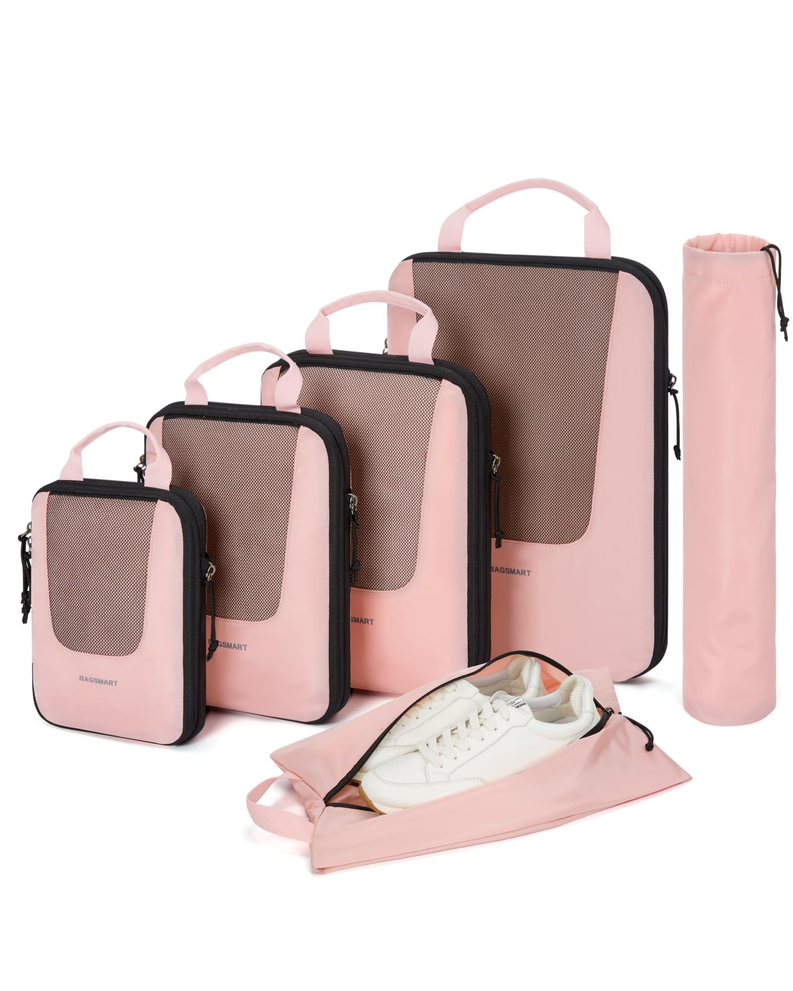 Foto 2 pulgar | Juego De 6 Cubos De Embalaje De Compresión Bagsmart Travel, Color Rosa - Venta Internacional.