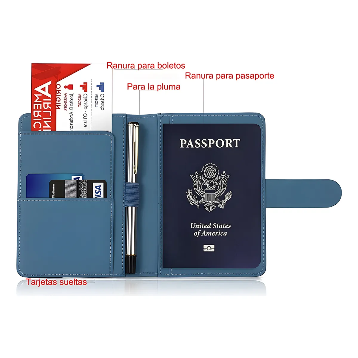 Foto 3 pulgar | Porta Pasaporte , Documentos Funda Protectora Viaje Eo Safe Imports Esi-19721 Azul